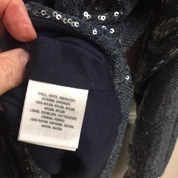 🎉”Anthropologie” Hooded Blue/Grey Sequin Zip Jacket - Picture 9 of 11